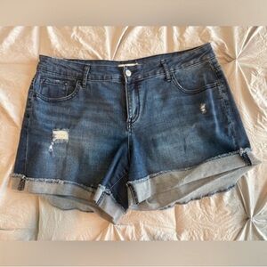 Altar'd State Dark Blue Distressed Jean Shorts Size 31